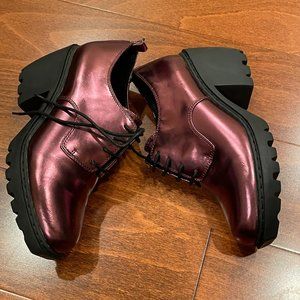 Opening Ceremony Purple Metallic Chunky Platform Oxfords, Size 38/7.5
